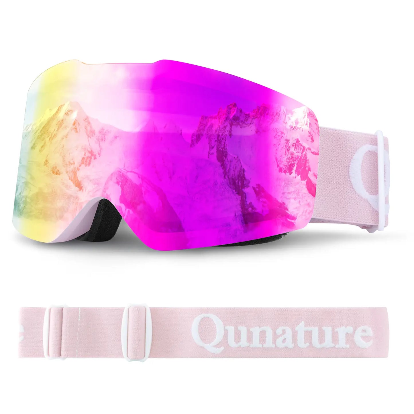 pinke skibrille mit rosa gurt
