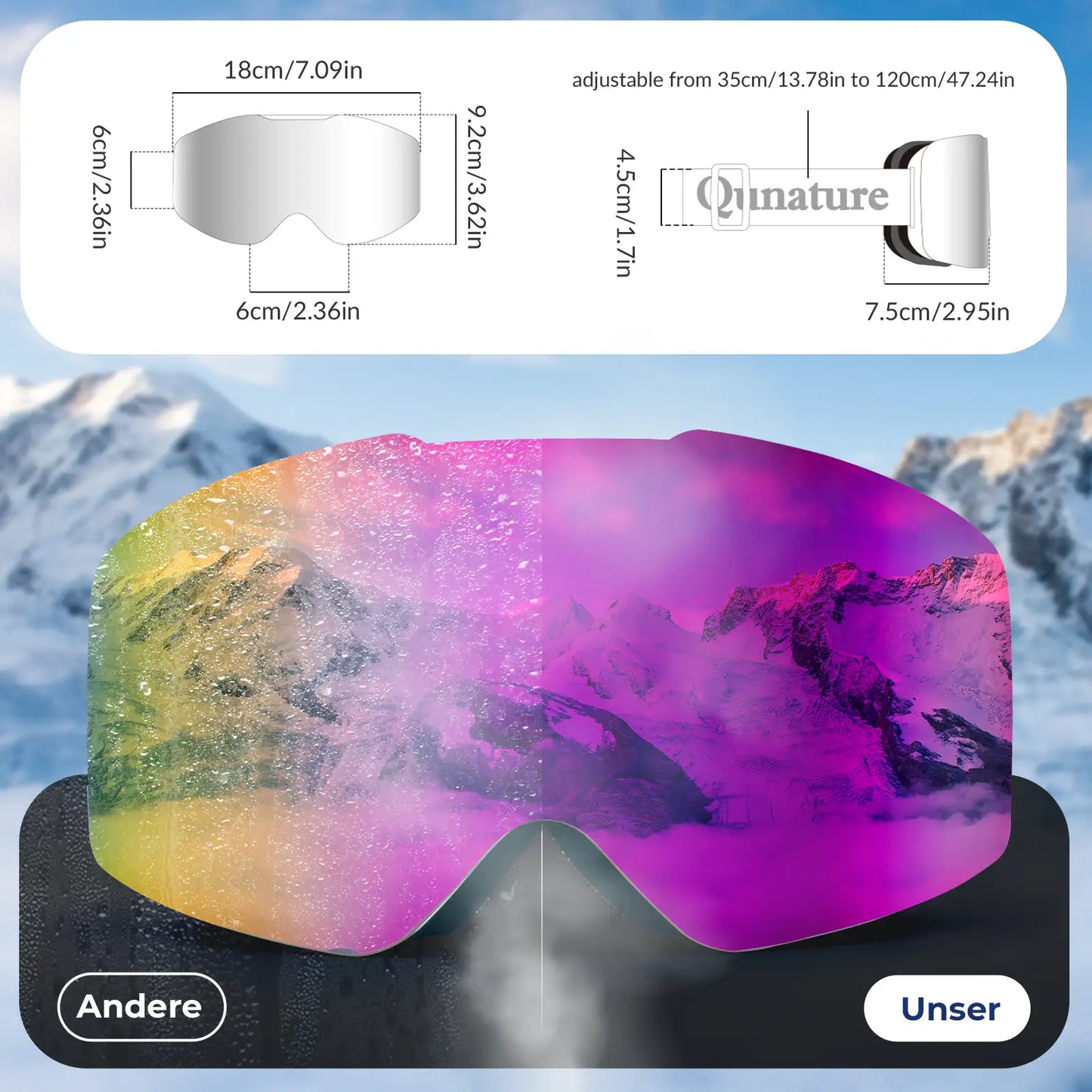 skibrille mit uv400 schutz und lichtdurchlässigkeitsangaben
