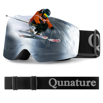 schwarze skibrille mit skifahrer im motiv