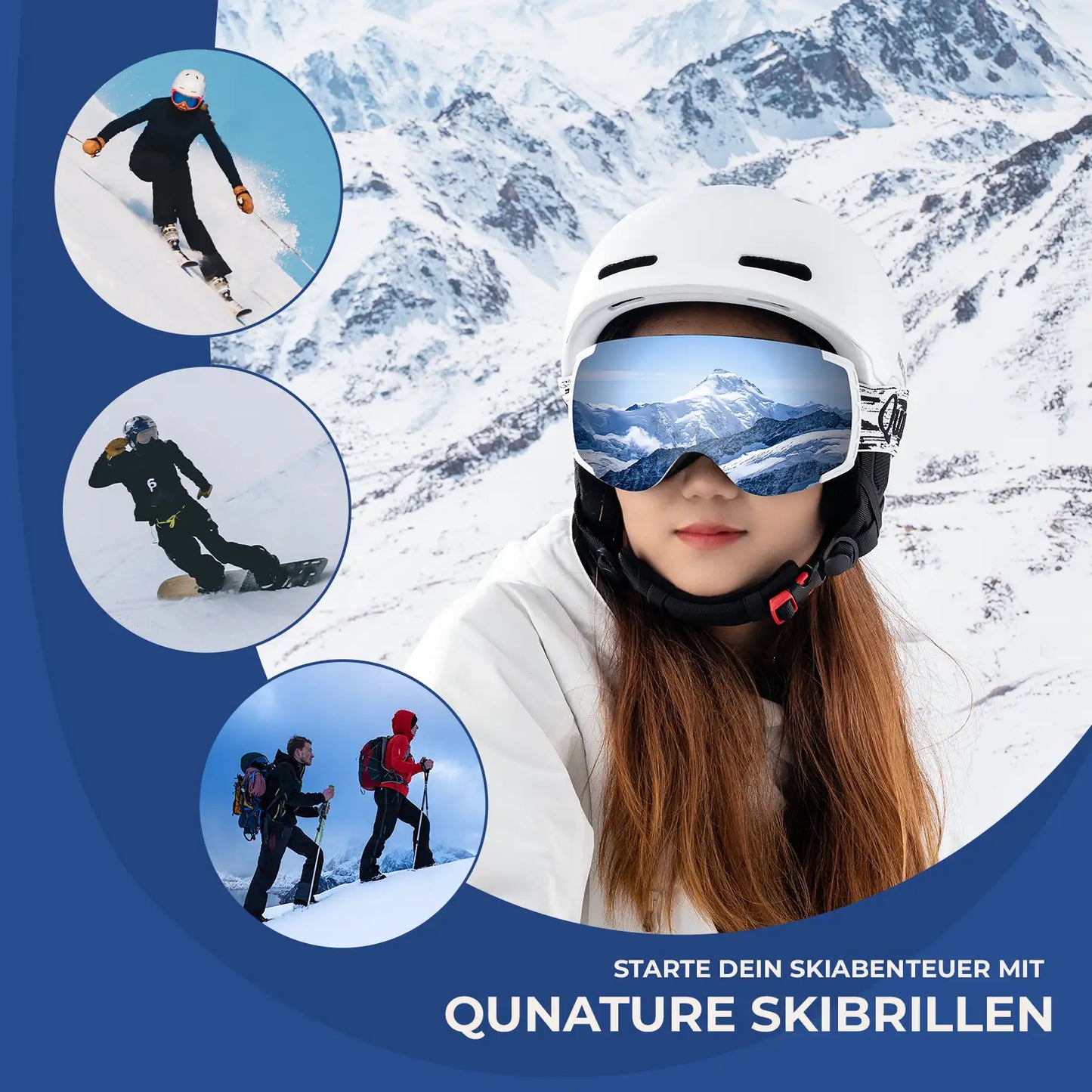 olivgrüne skibrille mit helmkompatibilität und maßenangaben