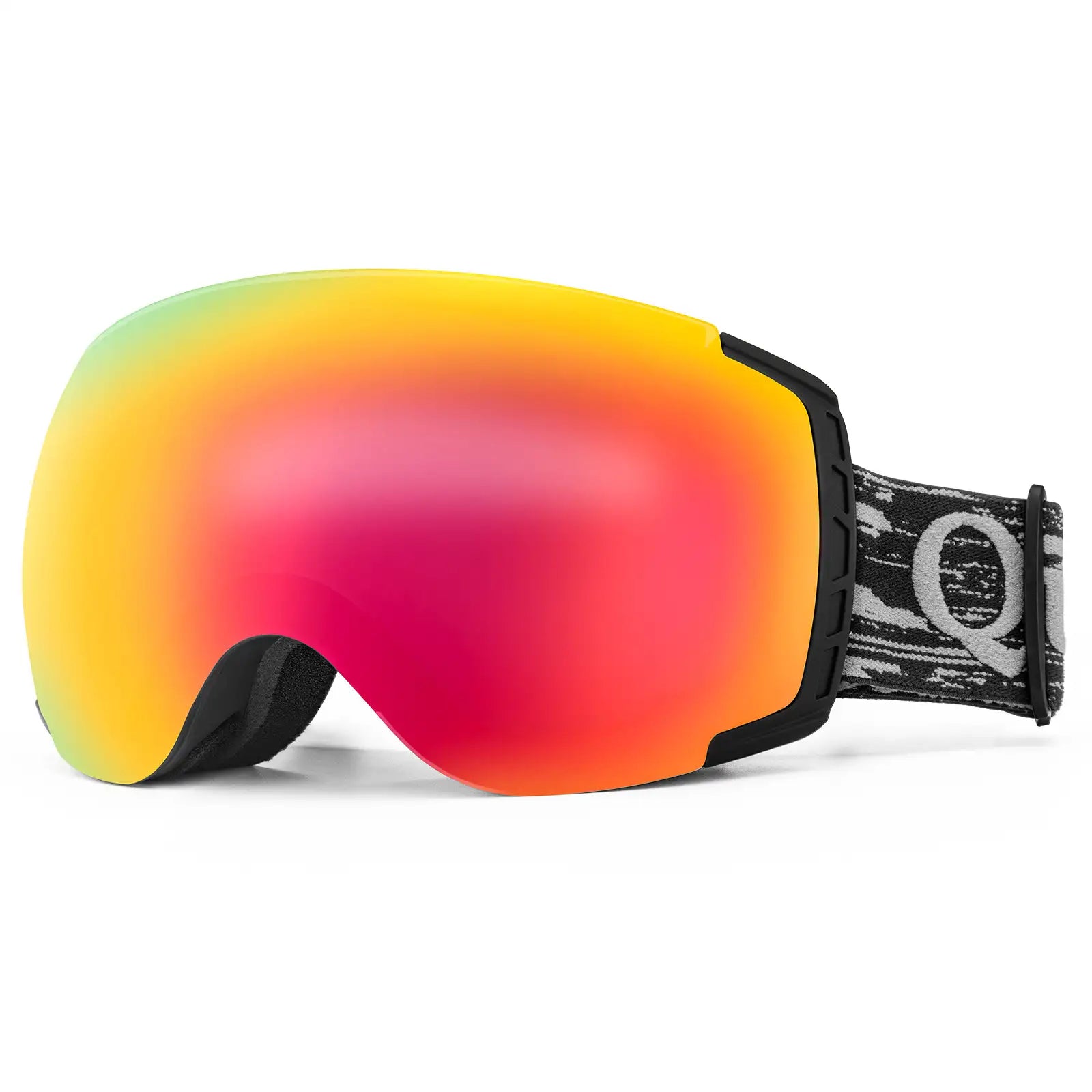 skibrille schwarzer rahmen regenbogen spiegel linse