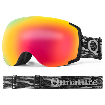 skibrille schwarzer rahmen regenbogenlinse mit gurt
