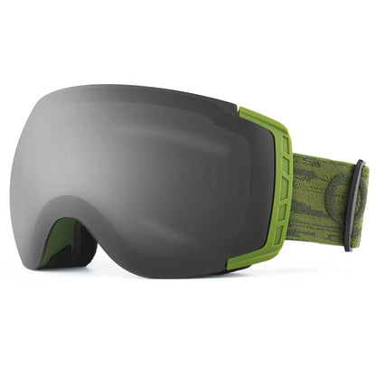 skibrille olivgrün mit dunkelspiegel und textur