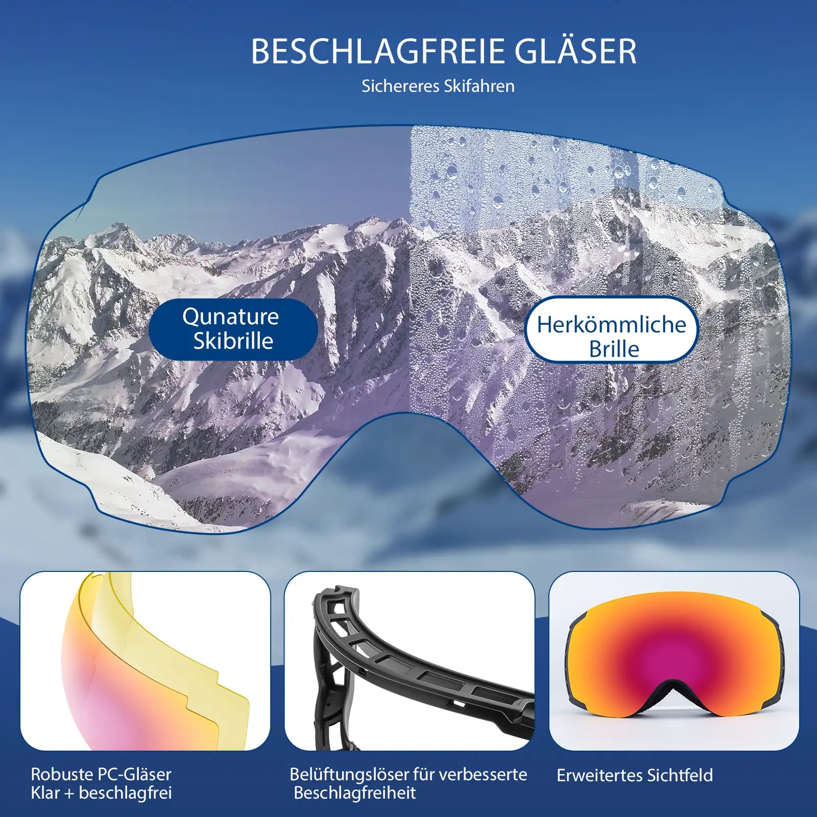 vergleich der beschlagfreien gläser mit orangen spiegeln