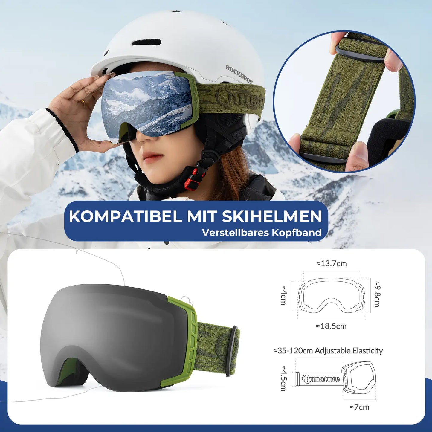 Antifog UV400 Skibrille für Brillenträger