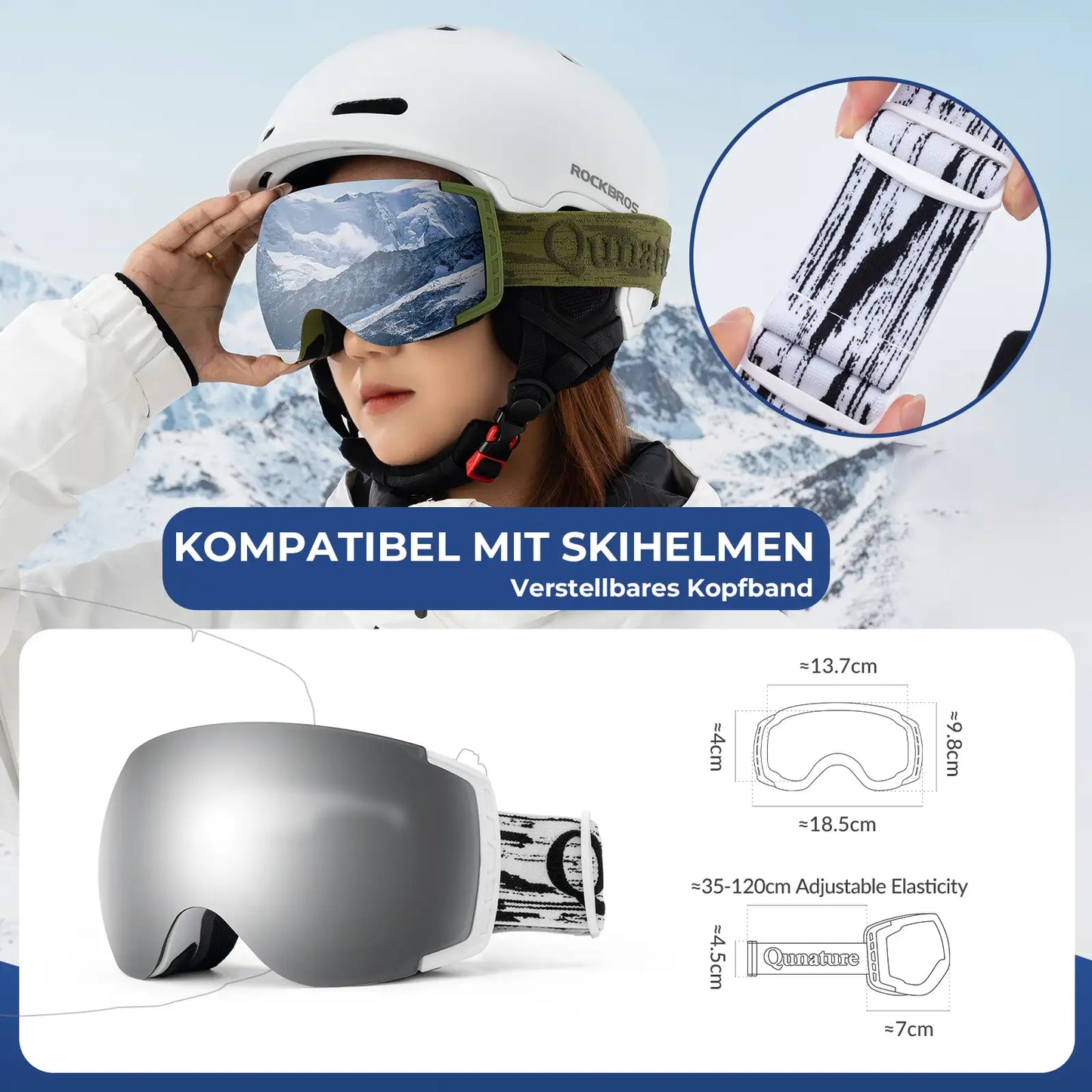 Antifog UV400 Skibrille für Brillenträger
