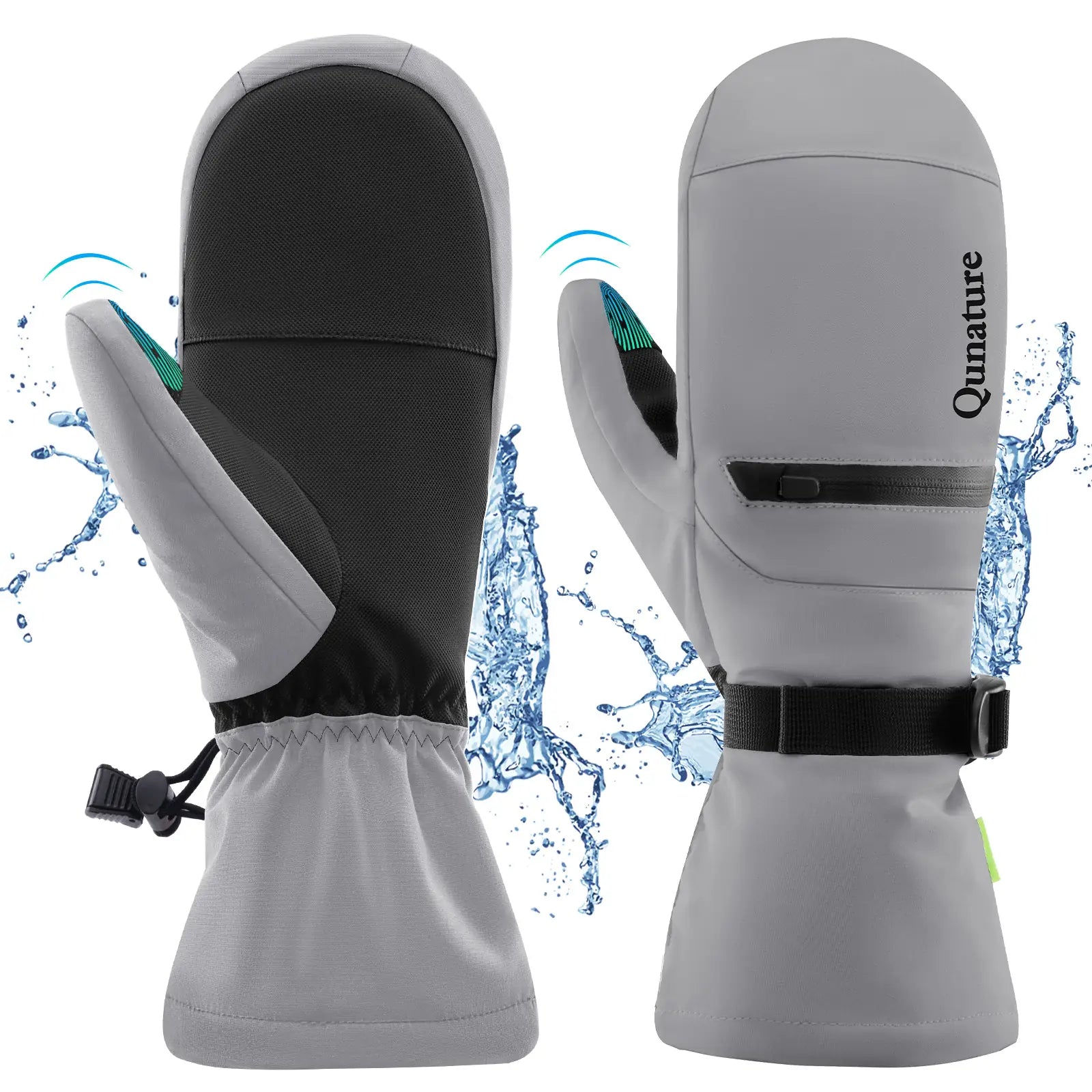 wasserdichtigkeitstest bei grauen skihandschuhen