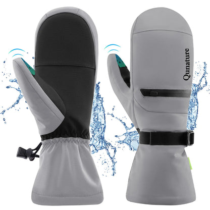 wasserdichtigkeitstest bei grauen skihandschuhen