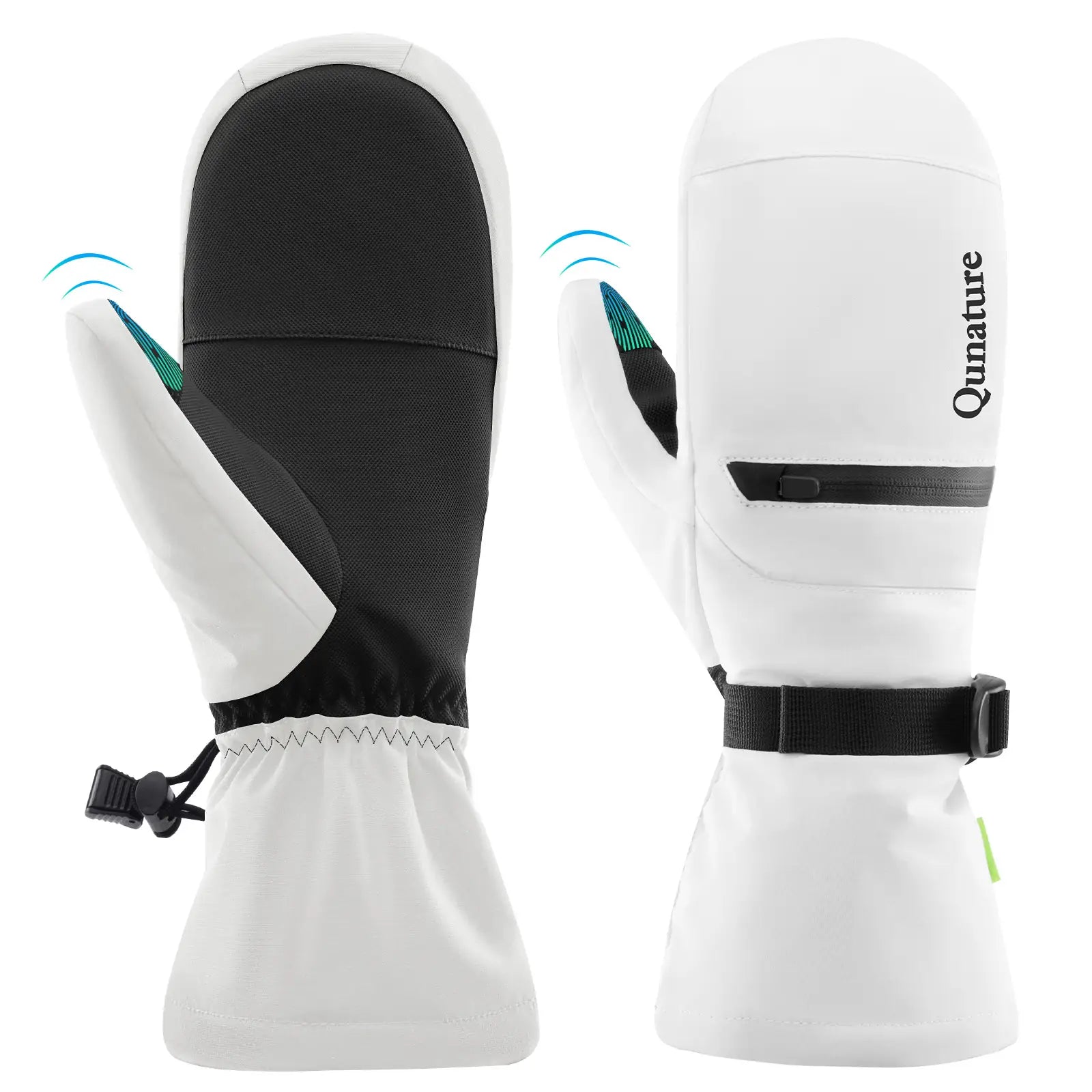 warme und winddichte skihandschuhe in weiss