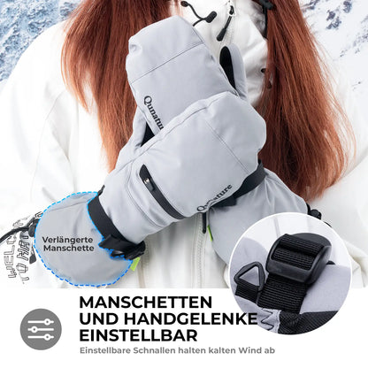einstellbare manschetten bei grauen skihandschuhen