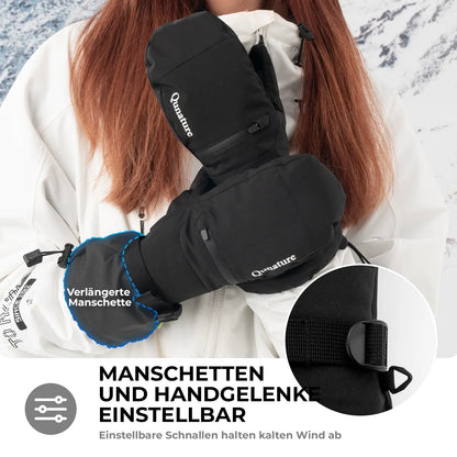 einstellbare manschetten bei schwarzen skihandschuhen