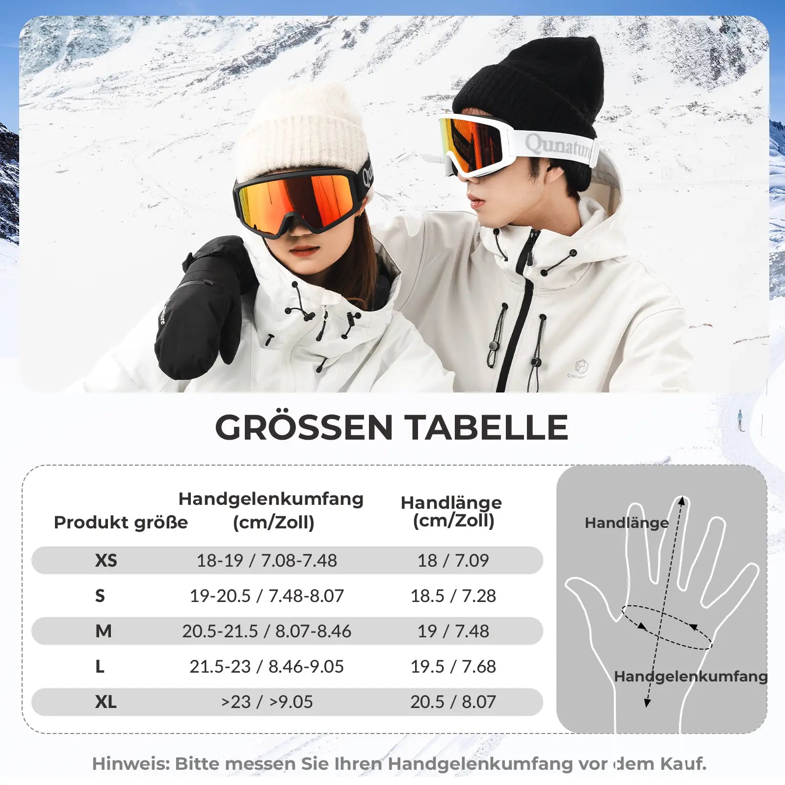 groessentabelle fuer skihandschuhe