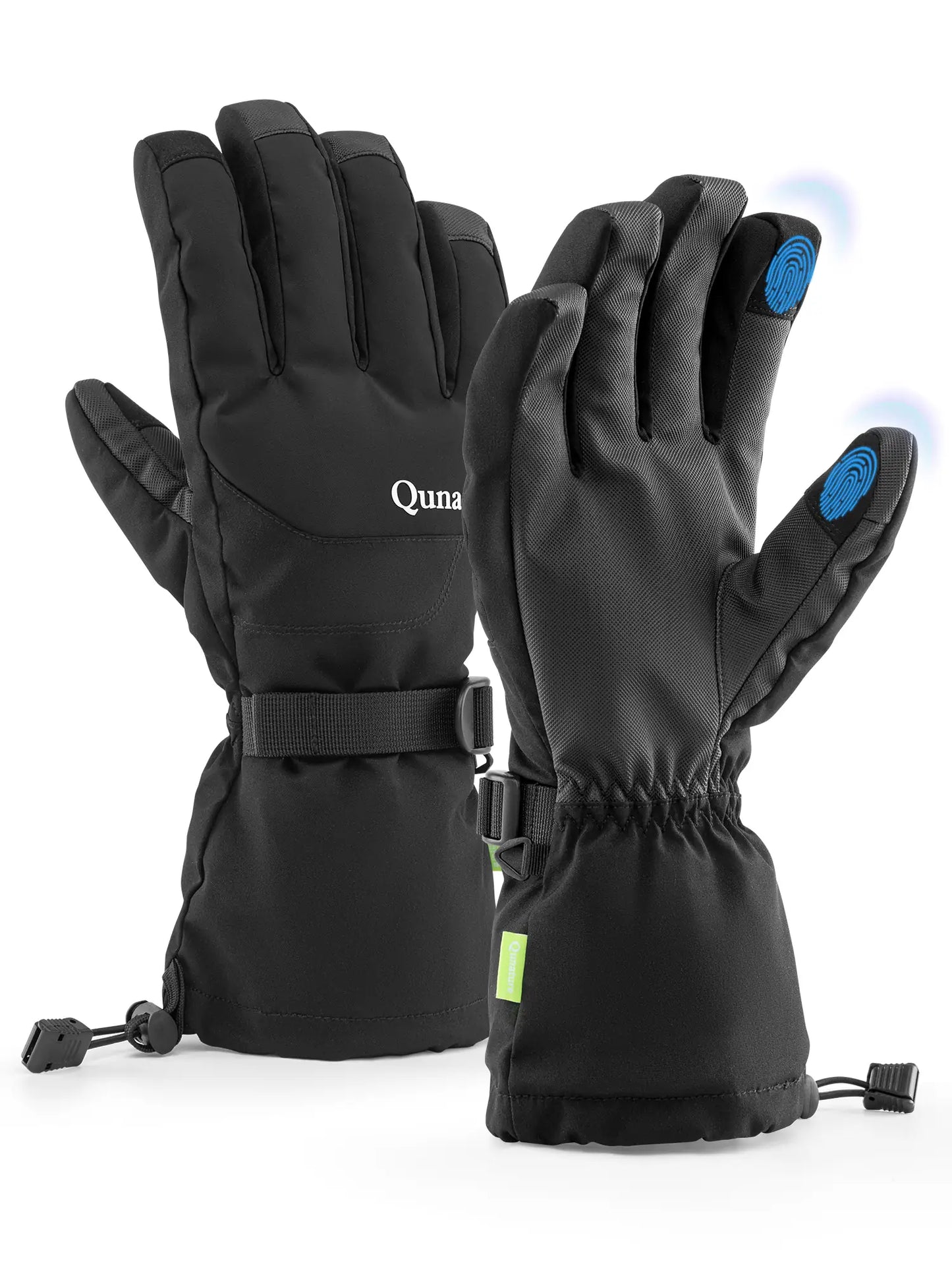 schwarze skihandschuhe mit touchscreen-kompatibilität