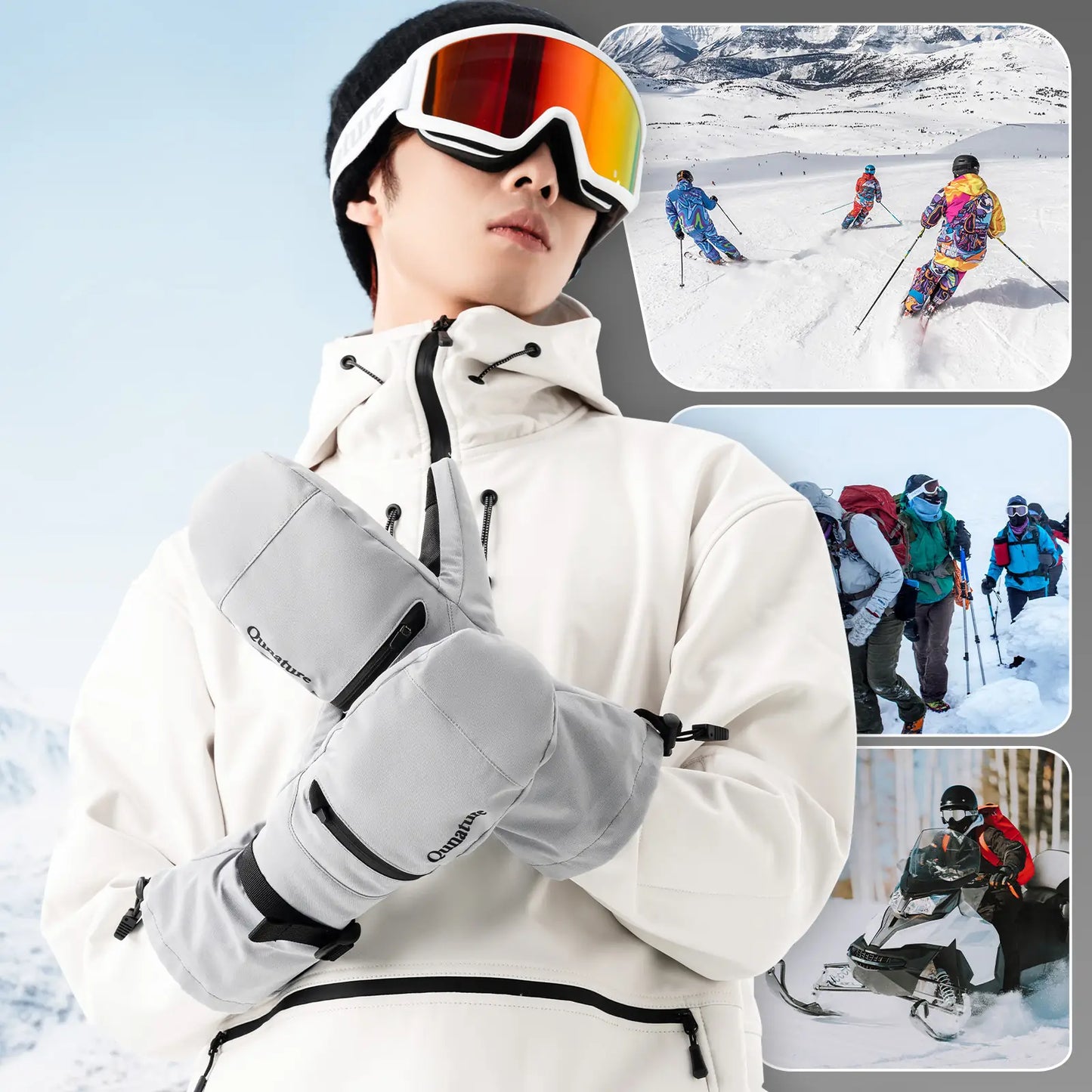 modellbild grauer skihandschuhe