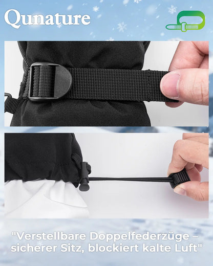 details der verstellbaren riemen und zugverschlüsse bei skihandschuhen