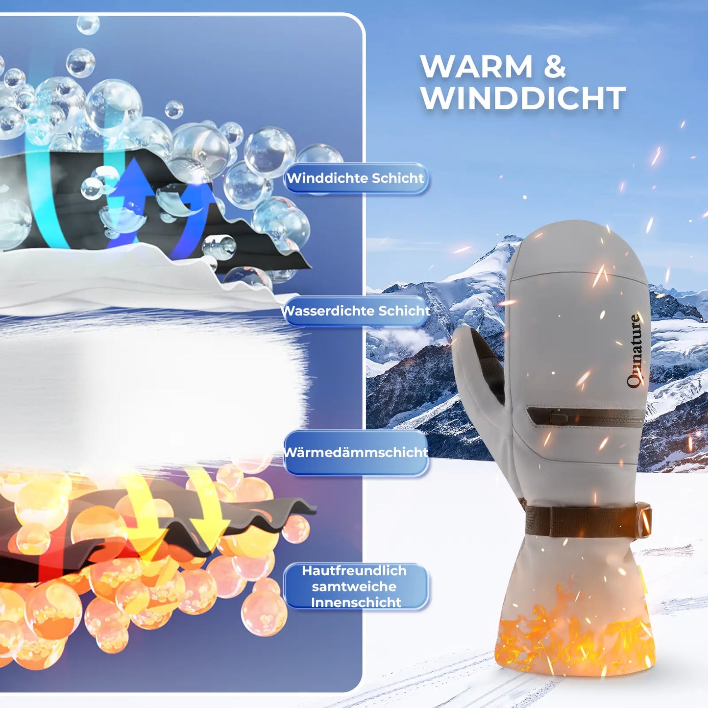 warm und winddicht graue skihandschuhe