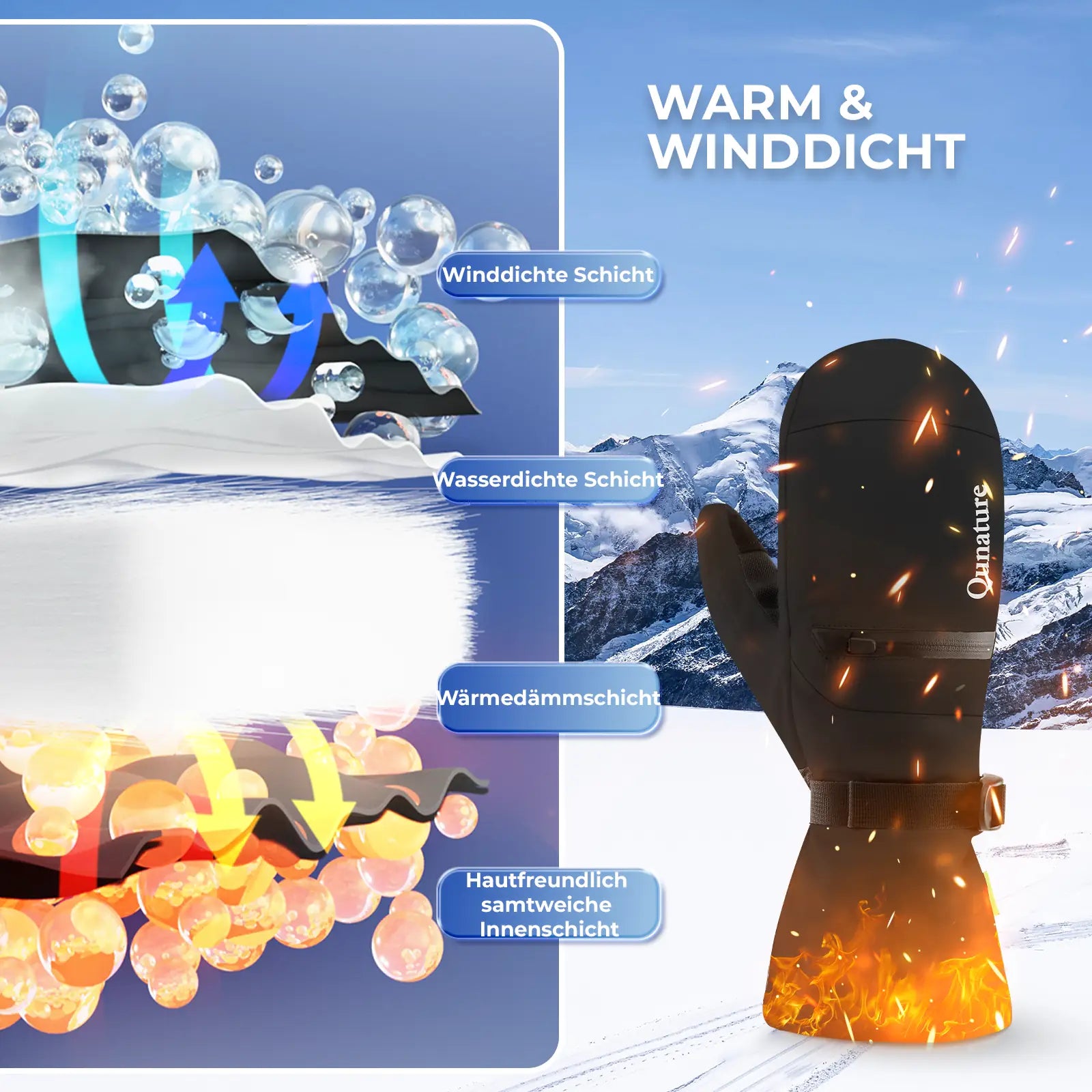 warm und winddicht schwarze skihandschuhe