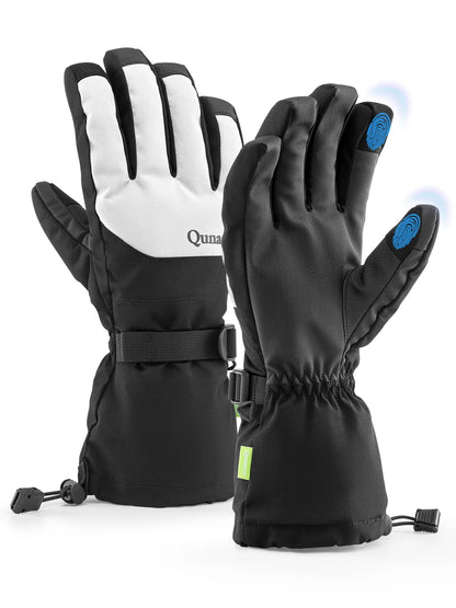weiss-schwarze skihandschuhe mit touchscreen-funktion