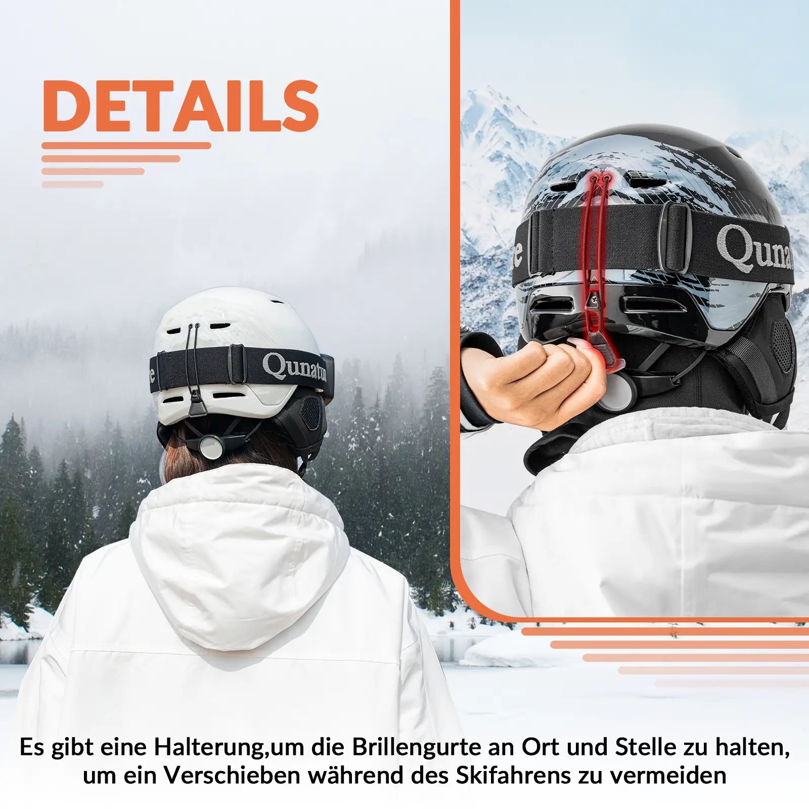 skihelm mit brillenhalterung zur befestigung von skibrillen