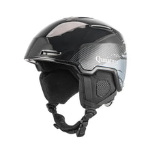 schwarzer skihelm mit markenlogo seitansicht