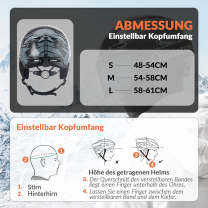 skihelm schwarz mit größenangabe und anleitung zum messen des kopfumfangs
