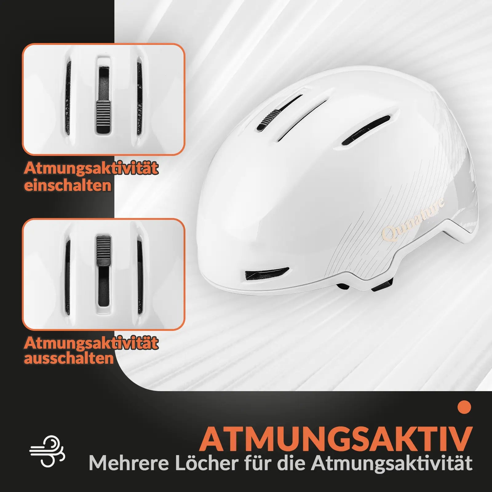 weisser skihelm mit verstellbarer belüftung und atmungsaktivität