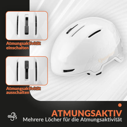 weisser skihelm mit verstellbarer belüftung und atmungsaktivität