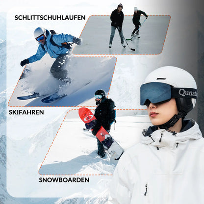 weisser skihelm für verschiedene wintersportarten wie ski und snowboard