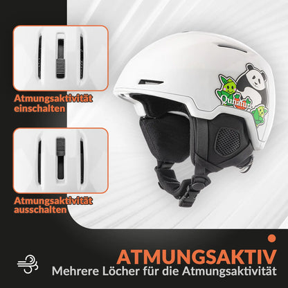 weisser panda-skihelm mit verstellbarer belüftung und atmungsaktivität
