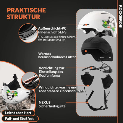 praktischer strukturaufbau des weissen panda-skihelms