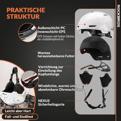 praktischer strukturaufbau des weissen skihelms