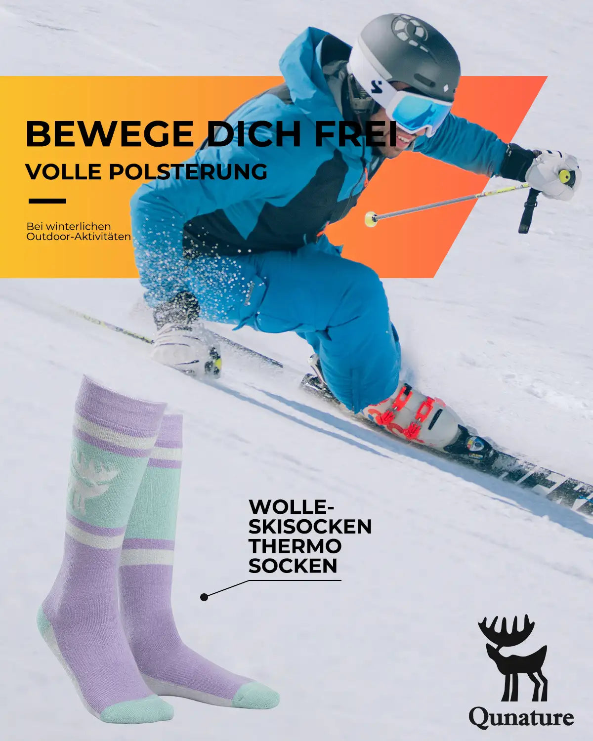 skisocken mit polsterung für freie bewegung beim skifahren