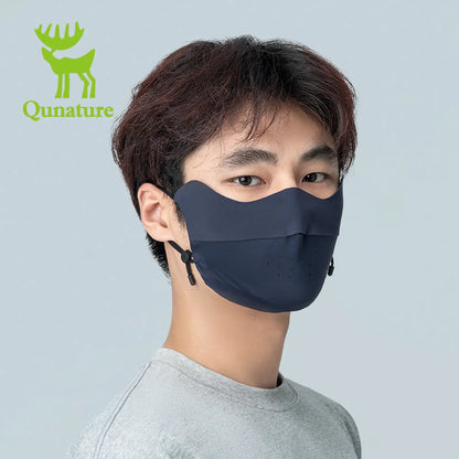 dunkelblaue sonnenschutz maske getragen von mann