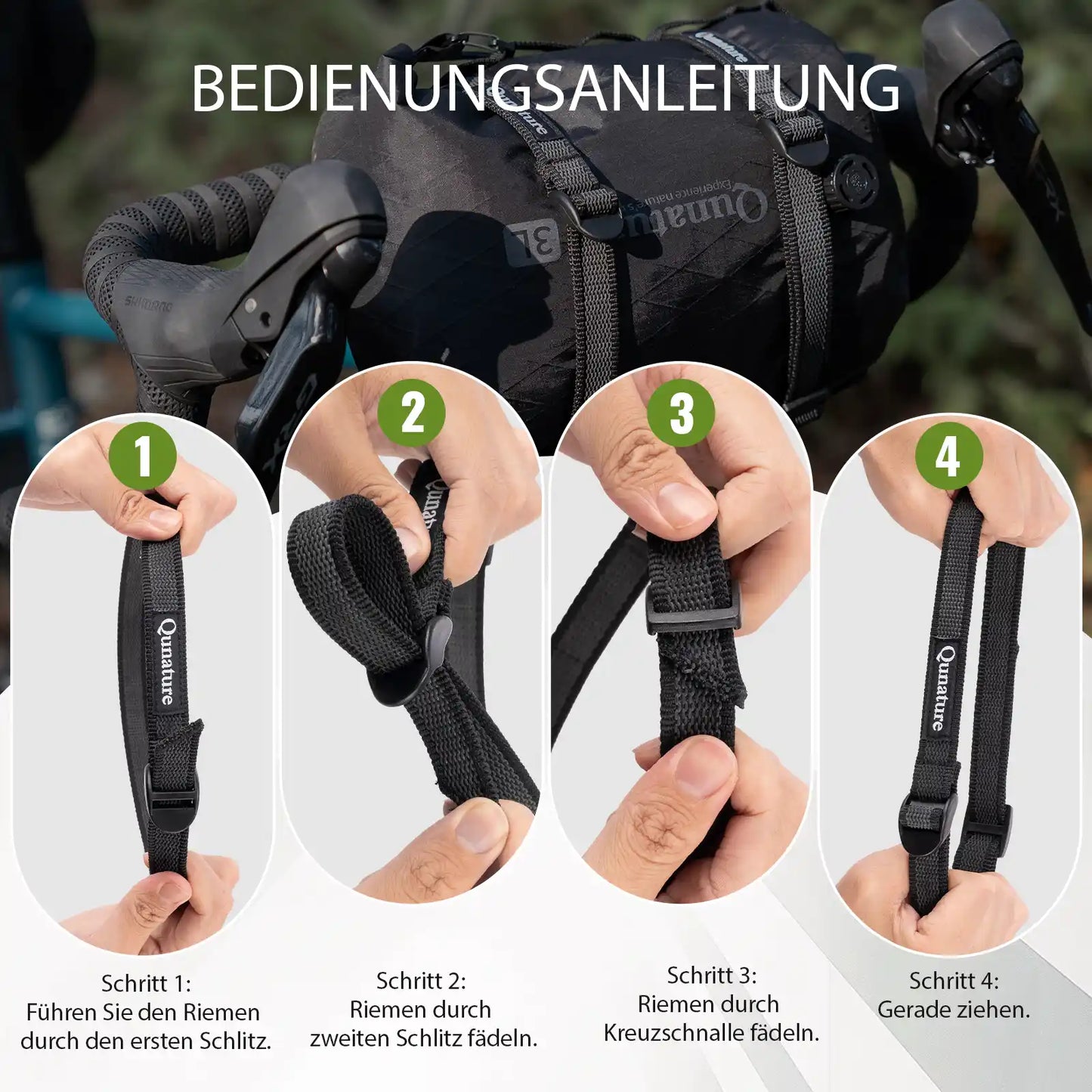 spannriemen bedienungsanleitung mit vier schritten zur befestigung am fahrrad