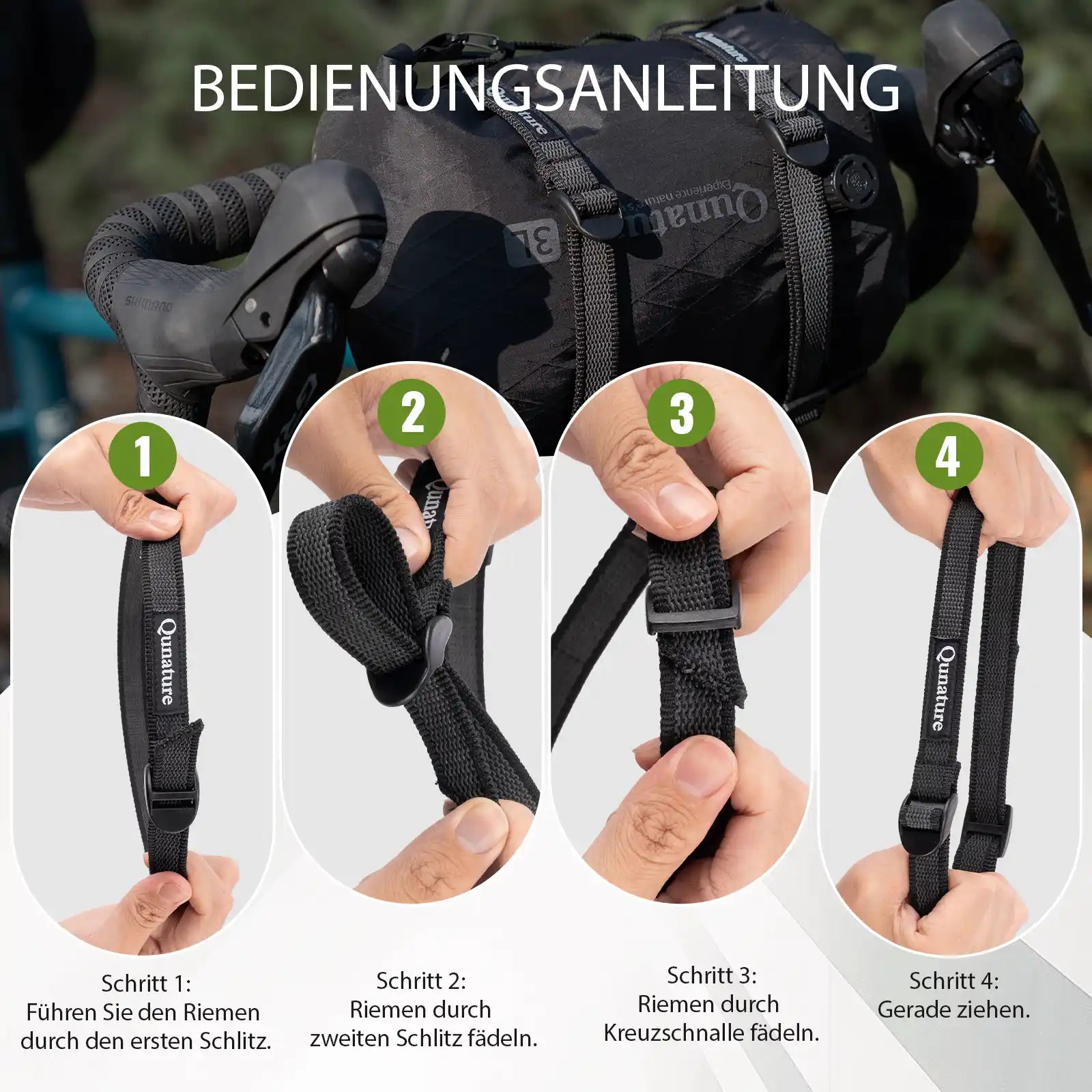 spannriemen bedienungsanleitung mit vier schritten zur befestigung am fahrrad