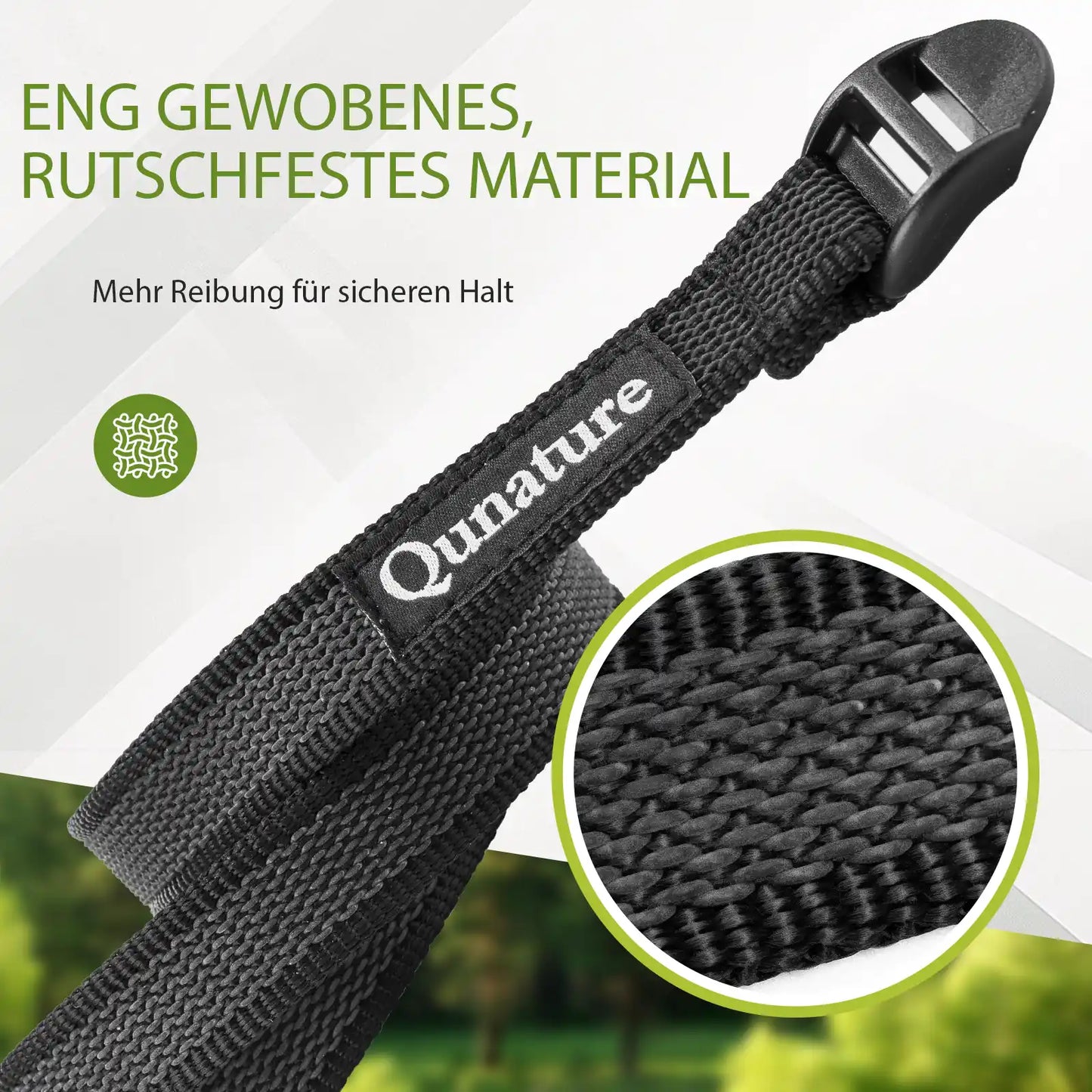 spannriemen aus eng gewobenem rutschfestem material detailaufnahme