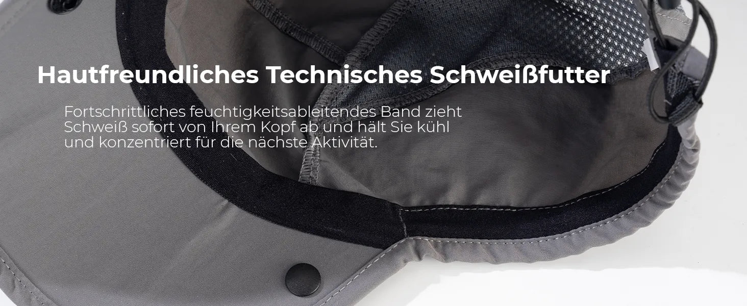 detailaufnahme des hautfreundlichen schweissfutters der kappe