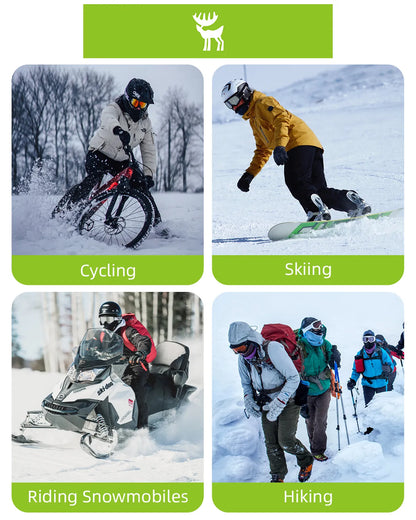 collage verschiedener outdoor-aktivitaeten wie skifahren und radfahren mit sturmhaube.