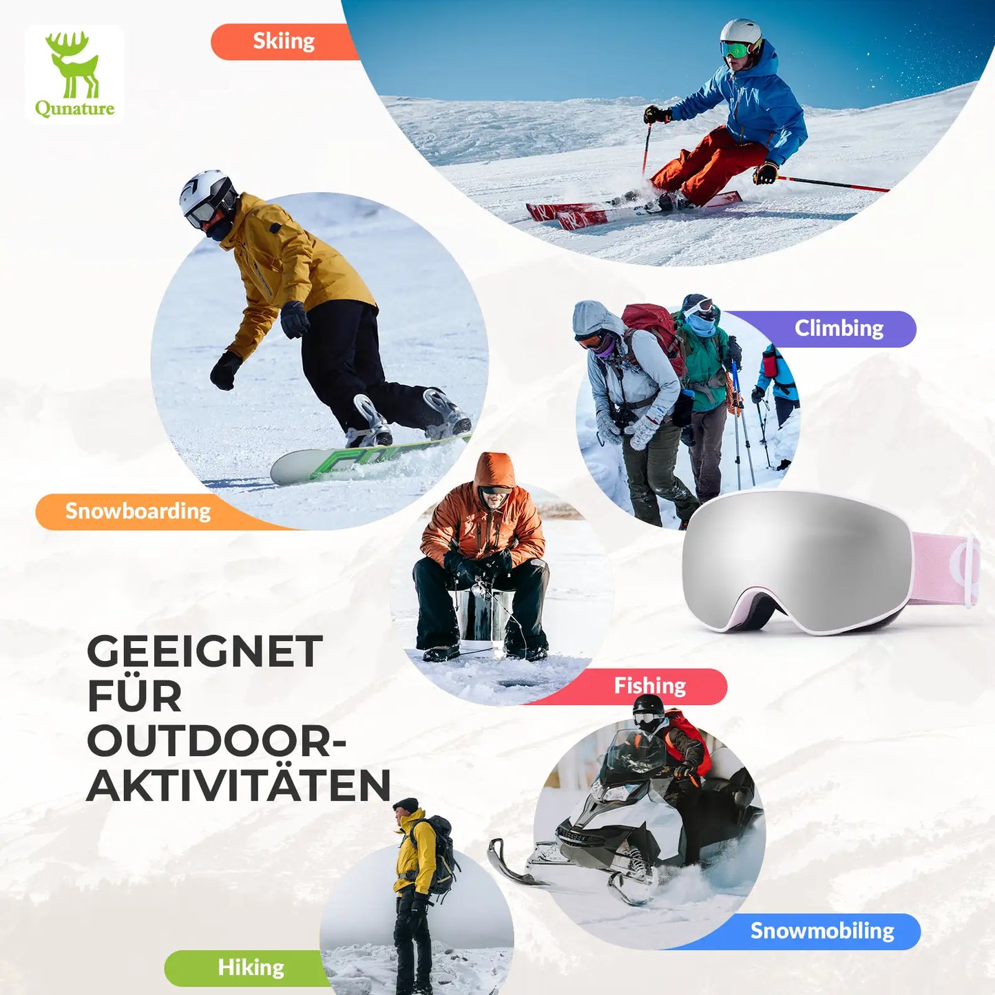 rosa skibrille für verschiedene outdoor aktivitäten
