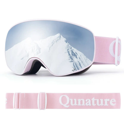 rosa skibrille mit verstellbarem kopfband