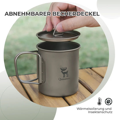 removable lid of titanium camping cup with heat preservation and insect prevention function