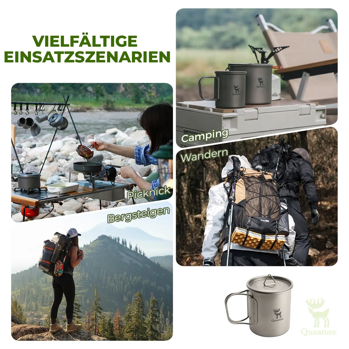 titan camping cup with lid used at various outdoor activities like camping, hiking and picnic