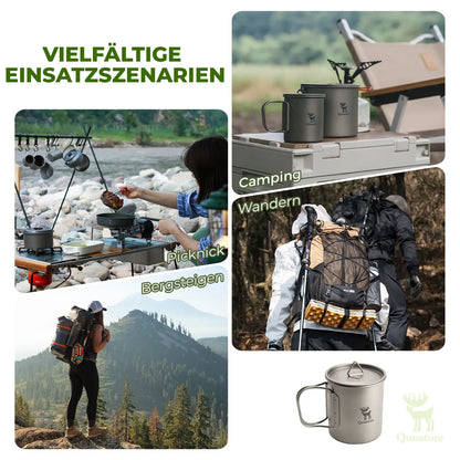 titan camping cup with lid used at various outdoor activities like camping, hiking and picnic