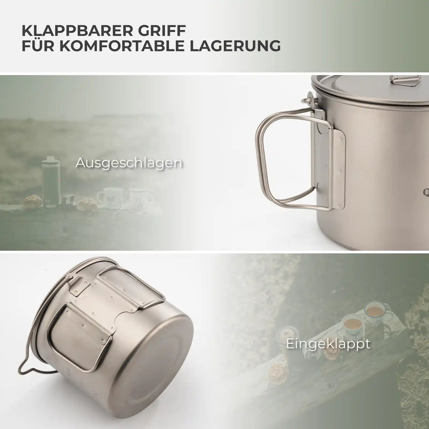 titan camping becher mit klappbarem griff für platzsparende aufbewahrung