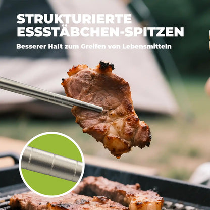 strukturierte essstäbchen-spitzen für besseren halt bei lebensmitteln