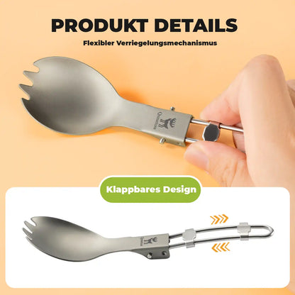 klappbarer titan-spork mit verriegelungsmechanismus von 