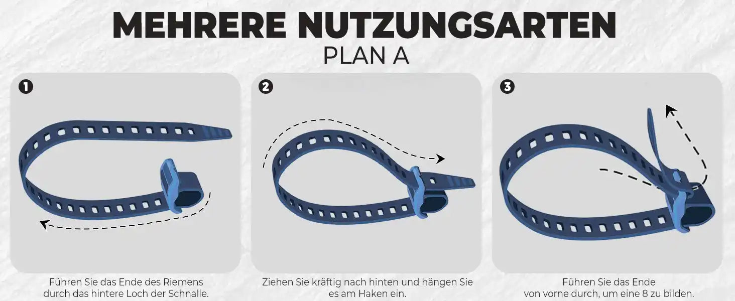 schritt-für-schritt-anleitung für den riemen, methode a mit drei diagrammen