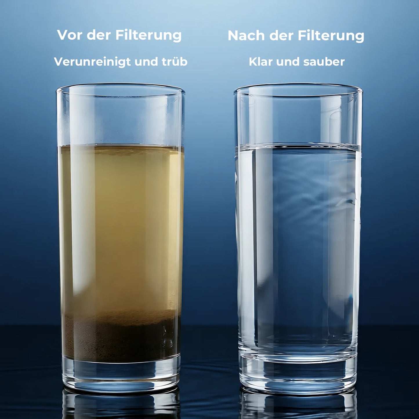 vergleich von wasser vor und nach der filterung in gläsern