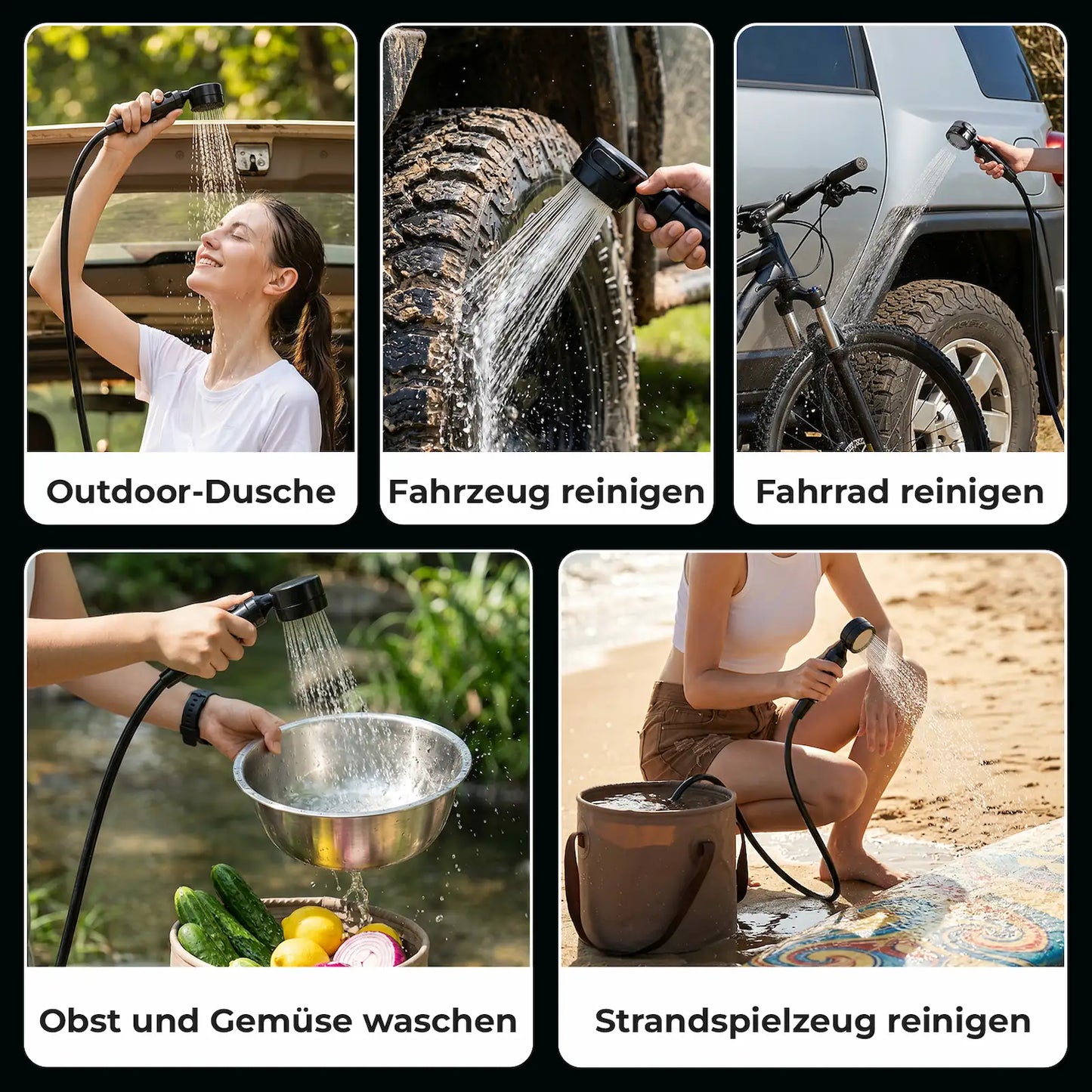 vier schritte zur einfachen zusammenbau der mobilen waschdusche