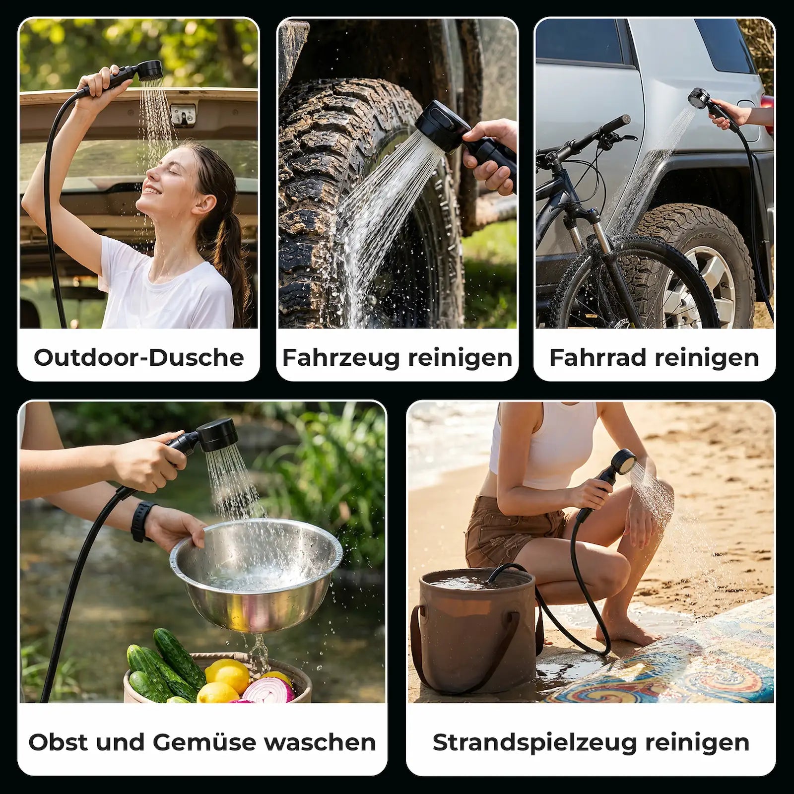 vier schritte zur einfachen zusammenbau der mobilen waschdusche